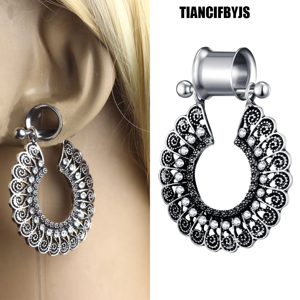 TIANCIFBYJS Double Flared Stainless Steel Ear Plugs Body Jewelry