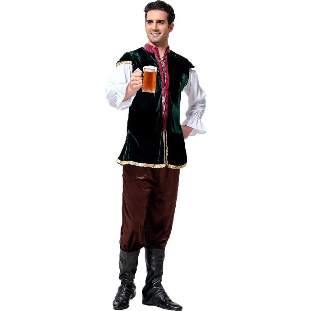 

Men OKTOBERFEST Costume GERMAN Beer Maid Waiter Bavarian Guy Costumes Uniform Clothing