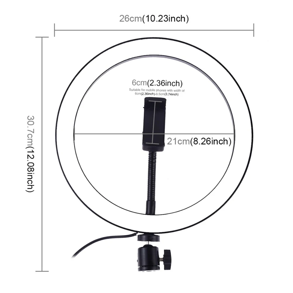 Кольцевой светильник-подставка для вспышки pentax с регулируемой яркостью, настольная подставка для фотосъемки, стабильный держатель, набор ламп для макияжа 4," 6,2" 1" светодиодный - Цвет: 10LED Ring Light