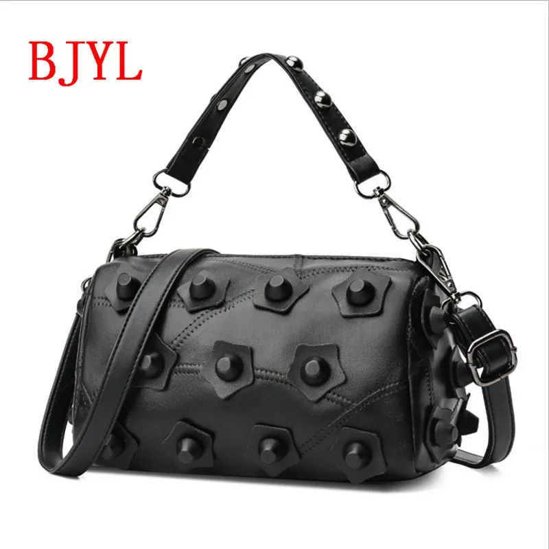 

Genuine Leather women shoulder bags for women handbag purse rivets female girl bags clutch lady messenger girls bag