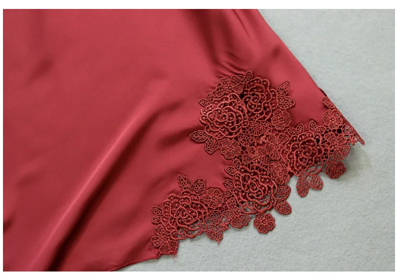 Sexy Silk Lace Sleepwear Dress Women Summer Solid Satin Nightgown Spaghetti Strap Sleeveless Nightwear Lingerie Sexy Night dress (18)