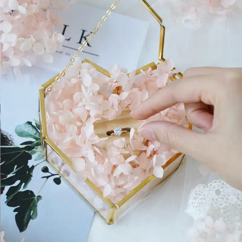 結婚式の好意ハート幾何リングボックス花の宝石箱リングベアラー枕結婚式の装飾のため パーティー用自作デコレーション Aliexpress