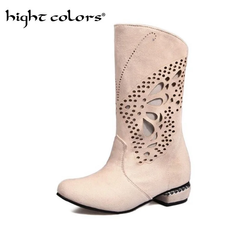 

2019 New Fashion Faux Suede Flats Boots Slip on Cut Out Martin Boots For Women Summer Booties Casual Big Size 34-48