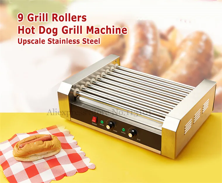 Hot Dogs Grill(9 roller) Electric Hot Dog Maker, Commercial Hot dog