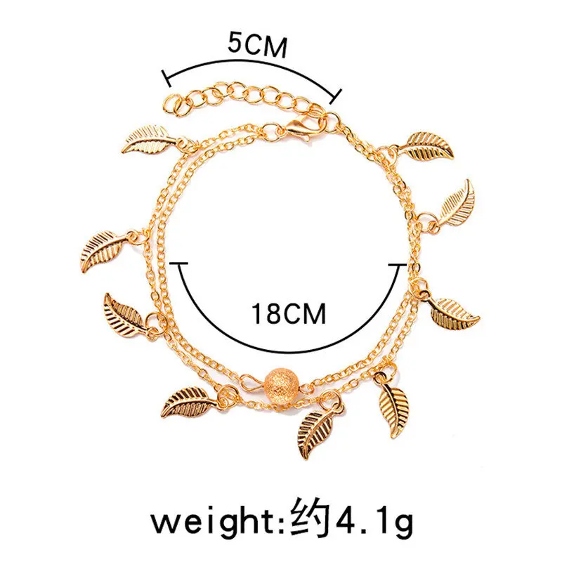 NewBohemia Beach Barefoot Sandals Anklet Chain Gold Leaf pendant Foot Bracelet Fashion Jewelry for Women Ankle Wholesale - Image 3