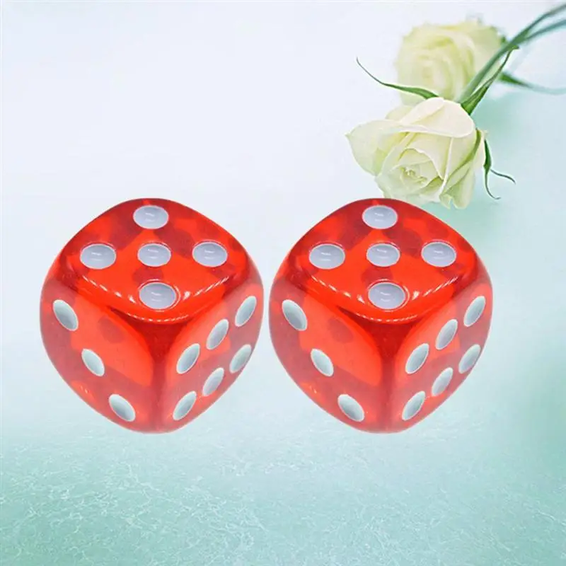 4Pcs Dices 18mm Translucent Red 6-Sided Solid Rounded Corner Dice for Games Teaching