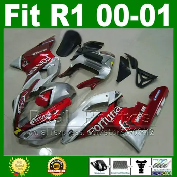 

Fortuna Fairings fit for YAMAHA YZF R1 2000 2001 year model red silver body kit YZFR1 00 01 bodywork fairing kit parts Y4H6