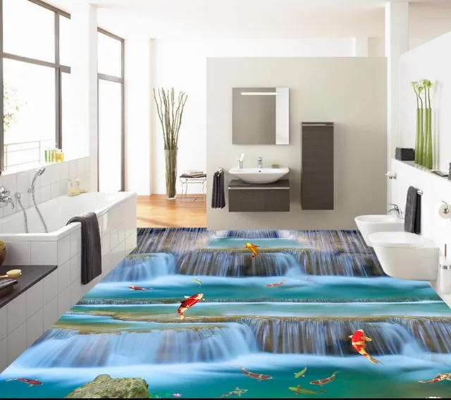 3d floor stickers custom Modern vinyl flooring bathroom lanscape self