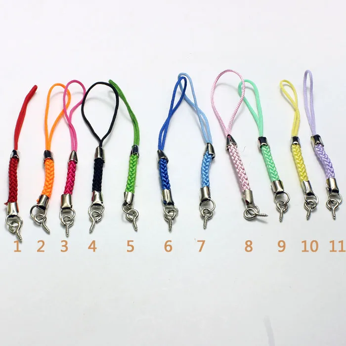 Braided Colorful Mobile Phone/Cellphone Straps/Strings With 5mm Rhodium Tone Eye Head Screw Pins diy Accessories Braided Colorful Mobile Phone/Cellphone Straps/Strings With 5mm Rhodium Tone Eye Head Screw Pins diy Accessories