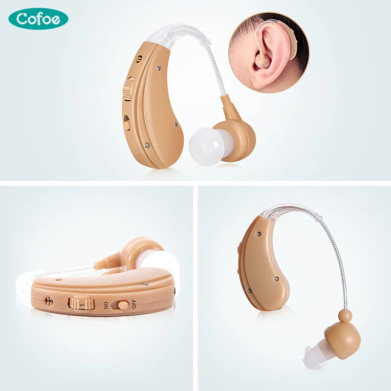 Cofoe Rechargeable BTE Hearing Aid for The Elderly Hearing Loss Sound Amplifier Ear Care Tools 2 Color Adjustable Hearing Aids