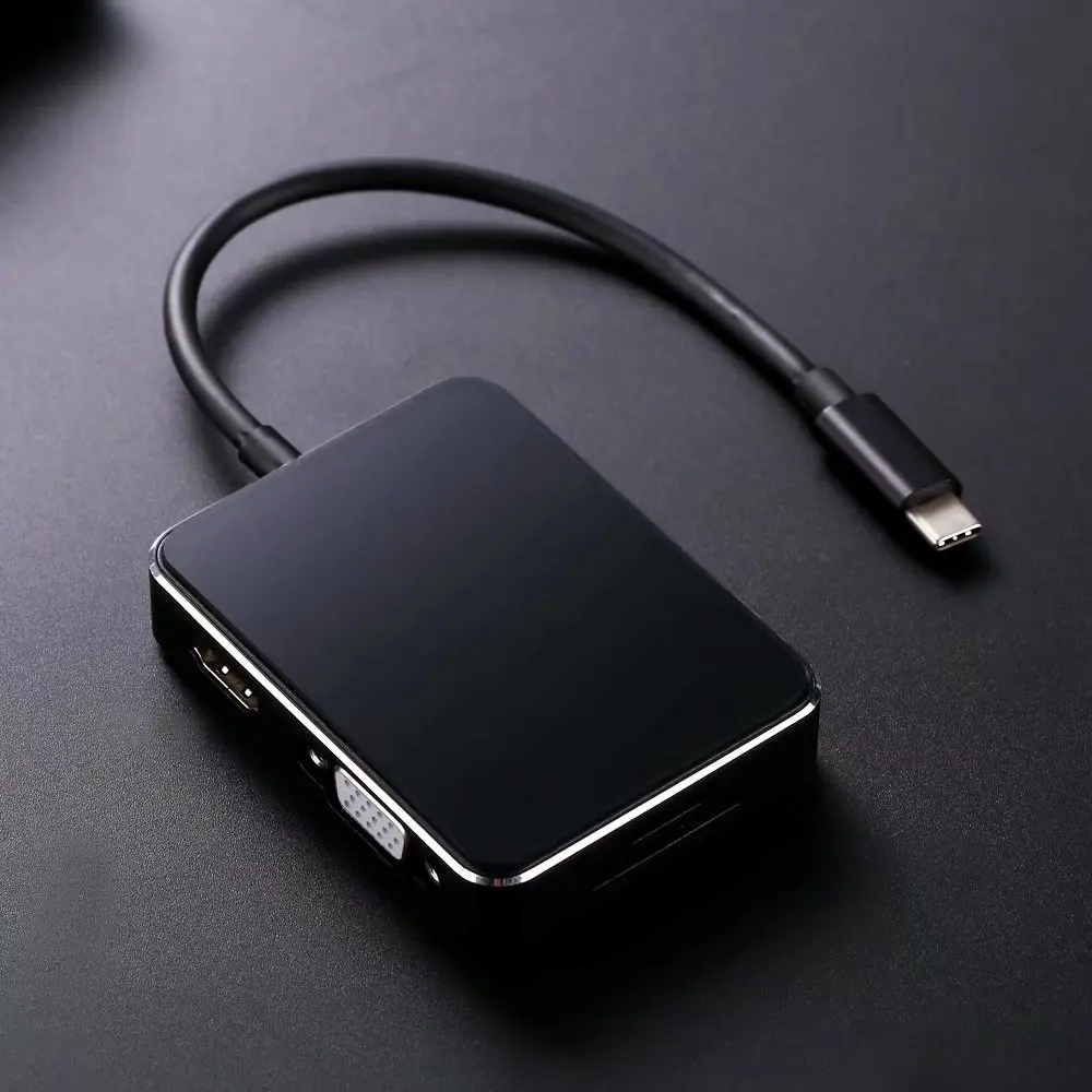 Акриловый стеклянный док-станция для ноутбука type-C 7 в 1 HDMI VGA PD USB 3,0 SD, TF, USB C для чтения карт type C PD адаптер для MacBook