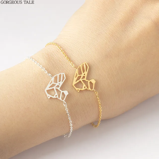 Acebfeet Handmade Origami Squirrel Bracelet For Women Bff Jewelry Acebfeet Handmade Origami Squirrel Bracelet For Women Bff Jewelry Gold Silver Chain Pulseira Cute Animal Tattoo