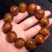 Натуральный Медь волос кристалл бразильские Коллекция Бусины браслет AAAAA+ 19-19.8 м