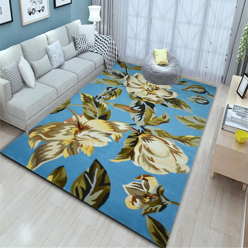 

ALITEXTILEBTOC 100% Wool Plus Size Carpet Rectangle Non-slip Parlor Soft Carpet For Home Parlor Hand Carved Floral Tapis Salon