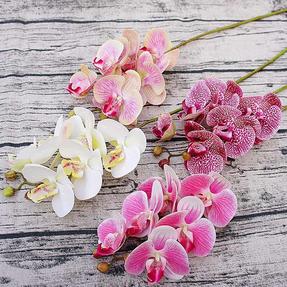 

6 Heads Simulation 3D Phalaenopsis Silk Orchid Christmas Decoration for New Year Home Vases Wedding Artificial Plants Flowers