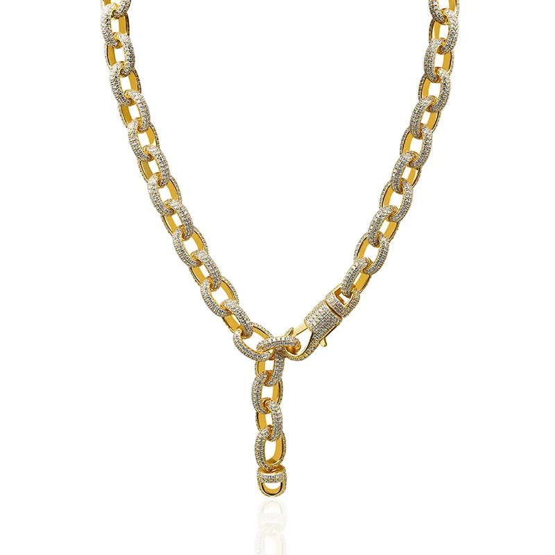 15 мм 18 "-22" хип-хоп роскошный полный микро CZ кубический цирконий Bling Iced Out цепь из круглых звеньев ожерелье для мужчин рэпер ювелирные изделия
