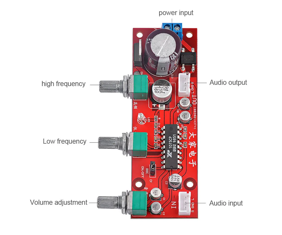 AIYIMA XR1075 BBE мини тон аудио доска BBE предусилитель ВЧ регулировка басов предусилитель доска DC 12 V-24 V AC 9 V-16 V