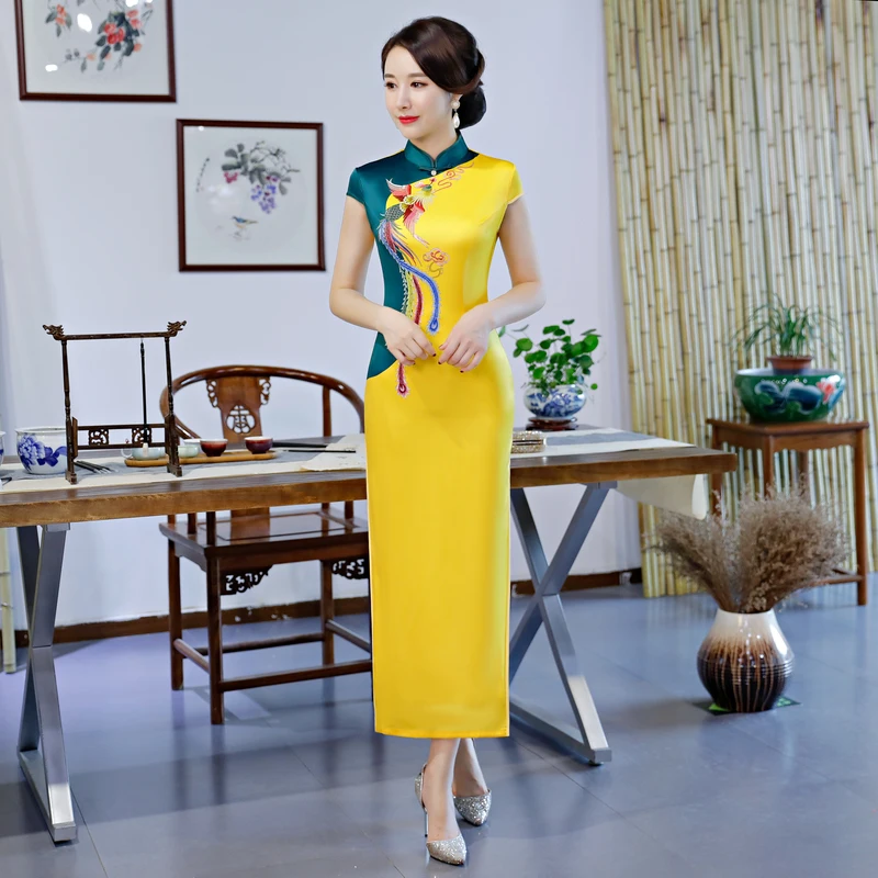 2018 Летнее Длинное платье Cheongsam новинка в китайском стиле женское из