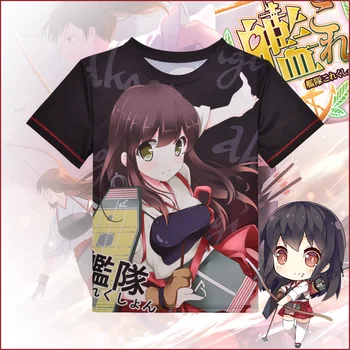 

Anime Kantai Collection Akagi T-shirt Kancolle Polyester T Shirt Summer Active Otaku Men Women Tops Tees