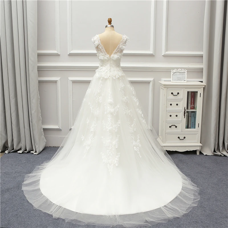Жанна любовь Тюль свадебное платье кружева Robe De Mariage линия V шеи Vestido De Noiva Brida платья JLOV76000 свадебное платье