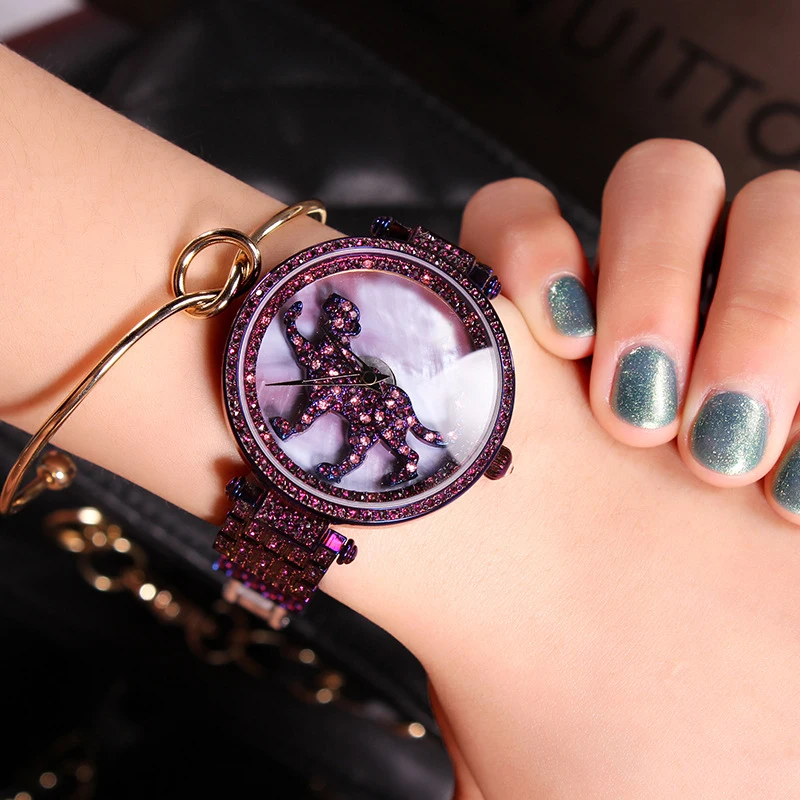 Новые роскошные Брендовые женские часы Леопард с кристаллами, женские модельные часы, модные часы из розового золота, женские наручные часы с золотыми бриллиантами