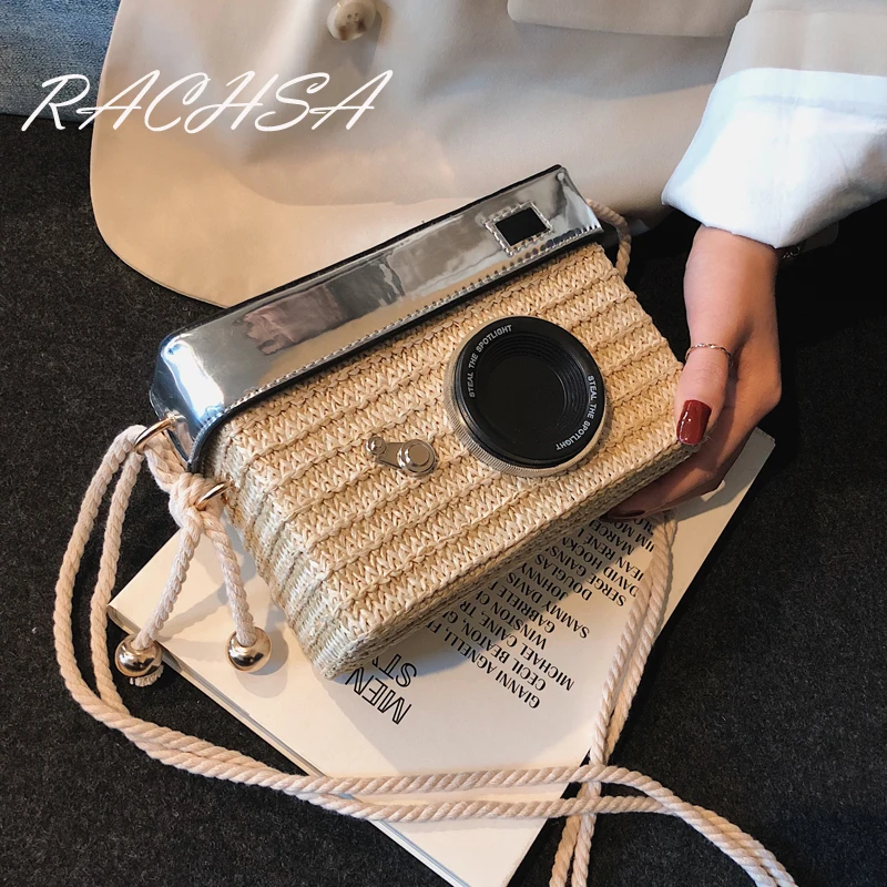 

New Straw Bag for Women Handbag Summer Beach Square Box Rattan Bags Ladies Hand-woven Messenger Bag Bolsa Feminina Ins Popular