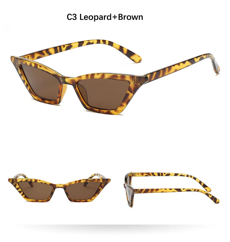 Винтажные коричневые узкие солнцезащитные очки кошачий глаз, женские классические брендовые маленькие красные оттенки, женские черные очки, модные очки кошачий глаз