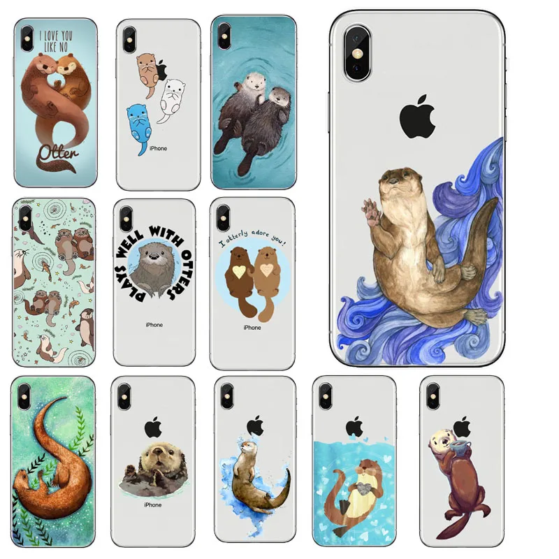 Чехол Otters Holding Hands для iPhone5S SE 6 6S XS Max 6SPlus 7 8 8Plus XR Otter ленивый роскошный мягкий
