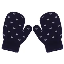 Зимние мягкие вязаные теплые перчатки для мальчиков и девочек, варежки, Детские Модные крутые перчатки в горошек со звездами и сердечками