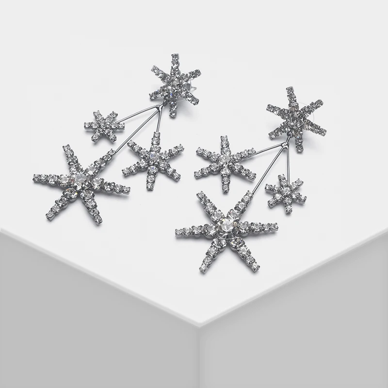 

Star glitter fashion exaggerated drop earrings