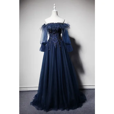 navy and light blue dress