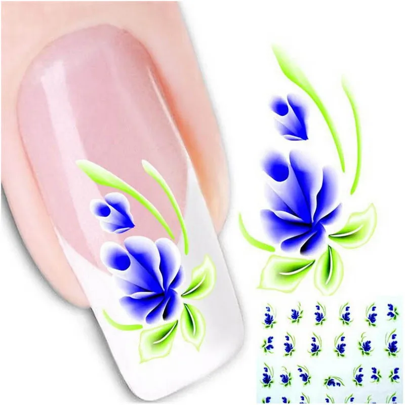 5 листов зеленые и синие цветные декоративные наклейки для ногтей|fingernail sticker|nail