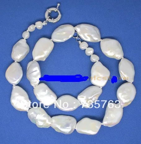 

HOT 00906 natural white large keshi pearl gem stone necklace