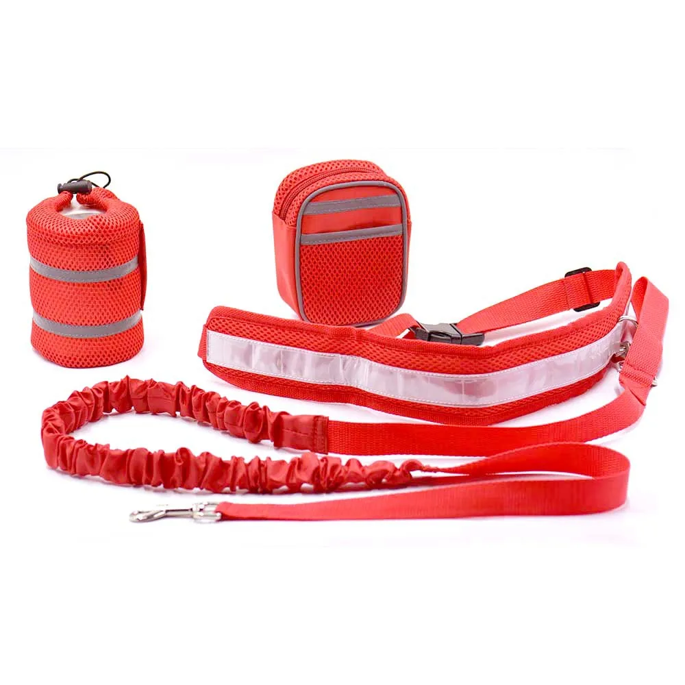 New Arrival Pet Elastic Belt Running Dog Leash Set Lead Sports Jogging Walking hands free padded waist Reflective Strip