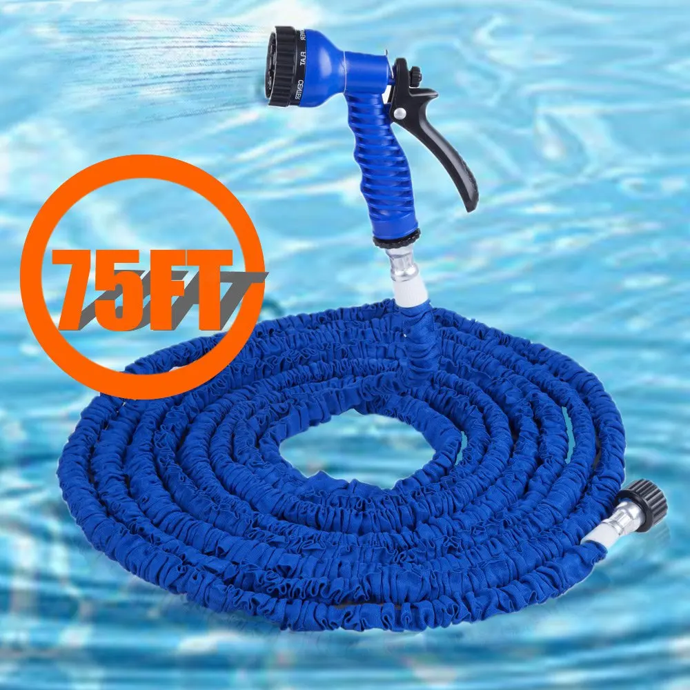 75FT Magic Expandable Water Hose pipe with 7 Modes Spray Gun, Garden Watering Cleaning Washing