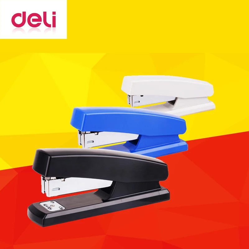 

Deli 1 Pcs 3 Colors Metal Manual Type Stapler business binding save power For Office 123x34x56mm Staple Capacity 100pcs 0425