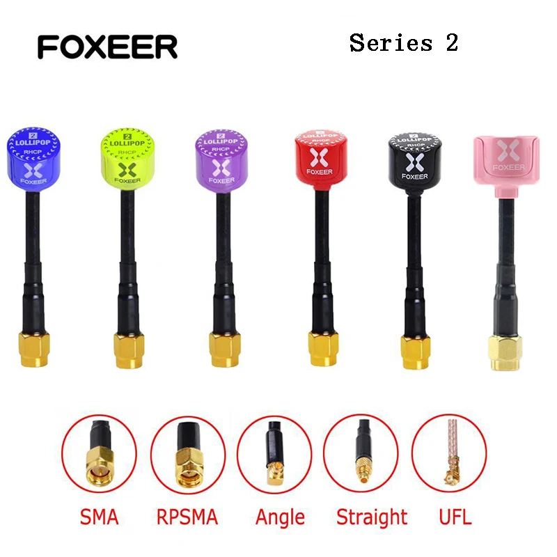 

Original Foxeer Lollipop 2 V2 Antenna 5.8G 2.3Dbi TX RX RHCP FPV SMA RPSMA UFL Straight/Angle MMCX 7.2g FPV Antenna For RC Drone