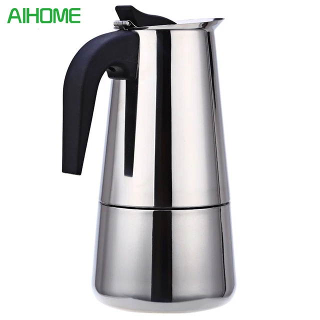Stainless Steel Moka Coffee Maker Mocha Espresso Latte Stovetop Stainless Steel Moka Coffee Maker Mocha Espresso Latte Stovetop Filter Pot 100ml 200ml 300ml 450ml
