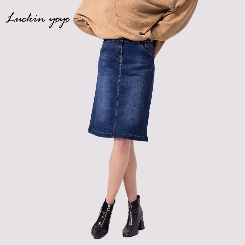 

Plus Size Extra 3xl-8xl Push Up Denim Skirt Casual Women Jeans Skirt Streetwear 2019 Jeans Skirts High Waist Women Clothing