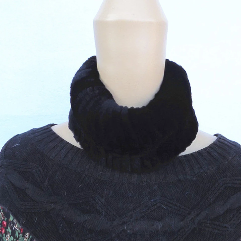 С натуральным кроличьим мехом повязка на голову Для женщин зимние вязаные Обувь на теплом меху шарфы на голову воротник натуральный Эластичный Теплая шапка Подлинная HW05