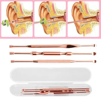 

3Pcs/set Stainless Steel Ear Pick Spiral Earpick With Box Ear Wax Curette Remover Earpick Spoon Cleaner Ear Cleaning Care Tools