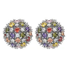 Высокое качество AAA циркон камни круглые гортензии в форме свадьбы невесты серьги-гвоздики высокие ювелирные серьги