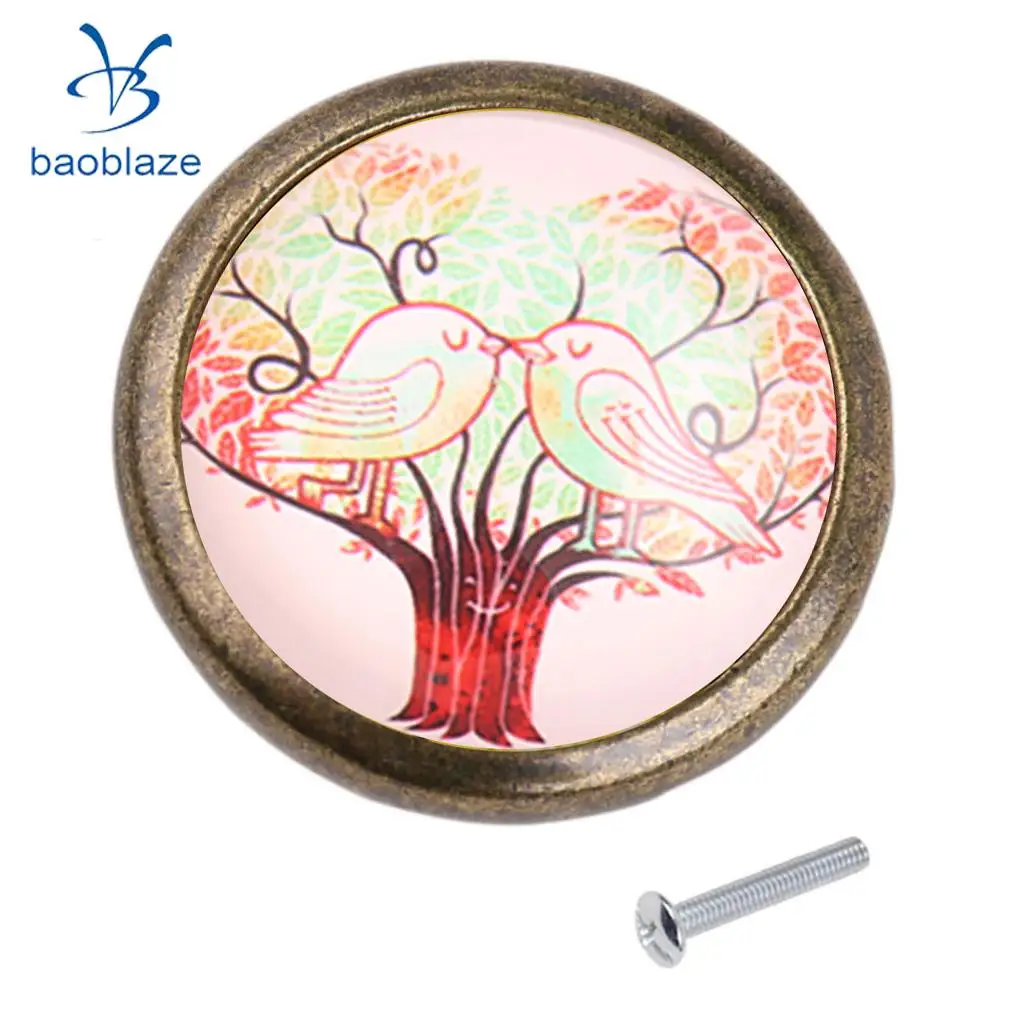 2PCS Zinc Alloy Tree Pattern Cabinet Drawer Pull Cupboard Wardrobe Knob Handle for Home Kids Bedroom Decor