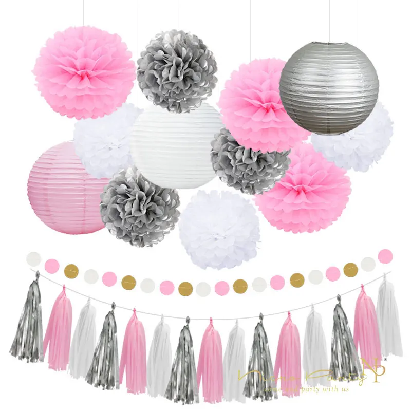 17 шт. серебристые/розовые/Белые Подвески в виде цветов|decorative decorative|decor diydecoration party |