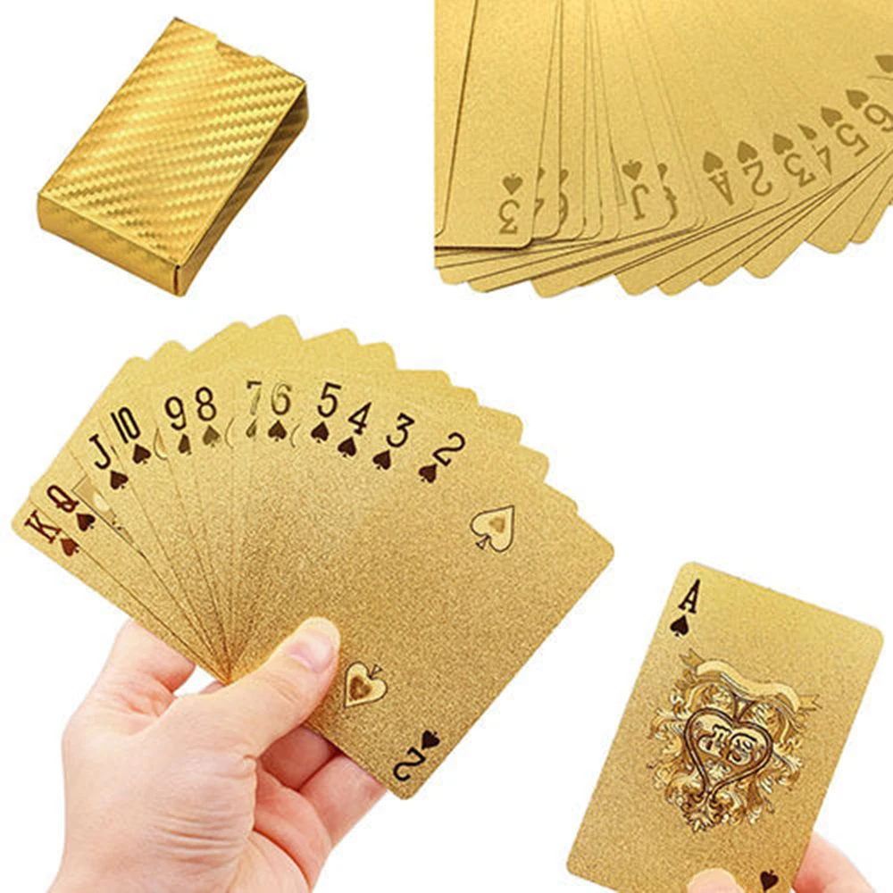 1 Set Golden Playing Cards Deck gold foil poker set Magic