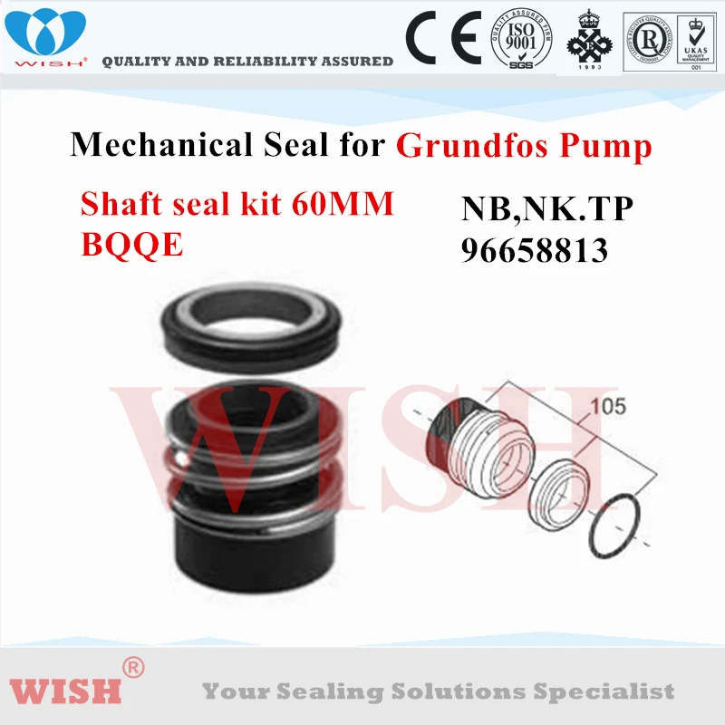 

Grundfos 96658813 BQQE seal kit 60MM shaft for mechanical seal pump Grundfos NB, NK, TP series