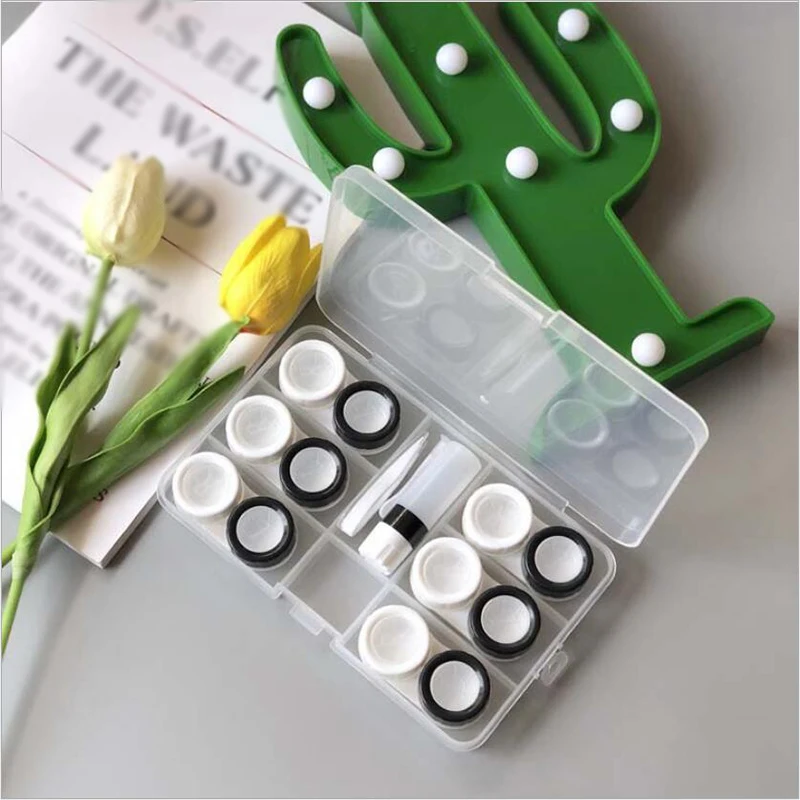

Contact Lens Case Eye Contacts Solid Kit 6 Pairs Travel Holder Contai Lenses Box lentes de contacto lentille de couleur yeux