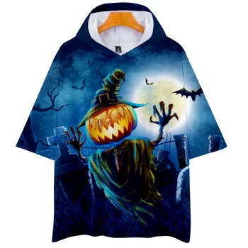 

3D HALLOWEEN Pumpkin Ghost Scary Women/Men T Shirt with Hat Gothic Autumn Pullover Clothes T Shirts Hoodie All Hallows' Day