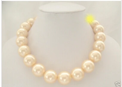 

Огромный 18 мм Желтый South Sea Shell Перл Круглый Ожерелье 18 "AAA + + Прекрасный женская Свадебные Украшения Довольно!