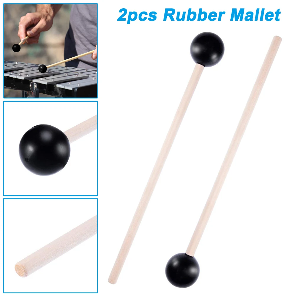 1 Pair Rubber Mallet Percussion Bell Mallets Glockenspiel Sticks with